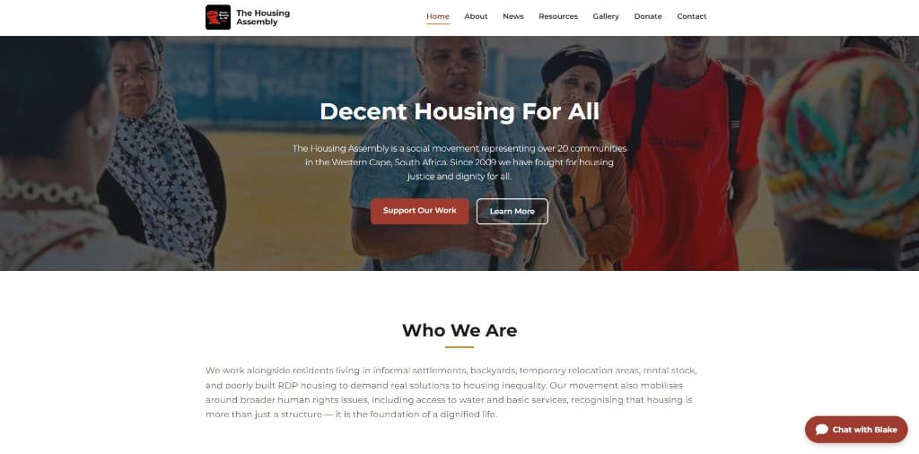 The Housing Assembly homepage, headlined Decent Housing For All